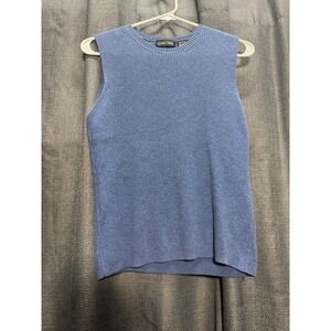 Jeanne Pierre Sleeveless Knit Top Ribbed Sweater Vest Blue‎ Casual Size Large